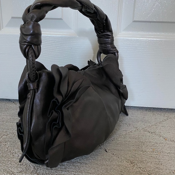 Prada Grafite Ruffle Shoulder Bag, authentication card included - Picture 6 of 10